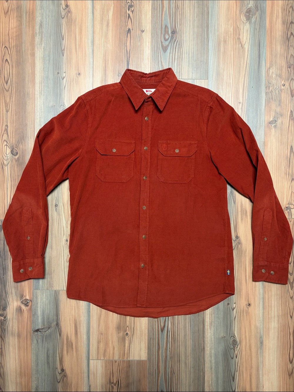 Fjallraven Men's Corduroy Button-Down Shirt - Rust Red Medium